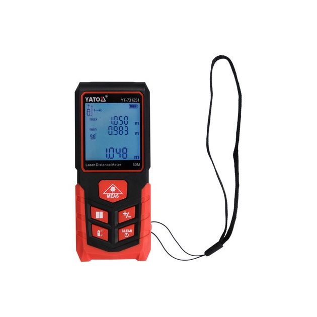 Лазерний далекомір YATO 50м, LCD-екран, похибка ±2мм, 2-AAA, фото , изображение 3 | SNABZHENIE.com.ua