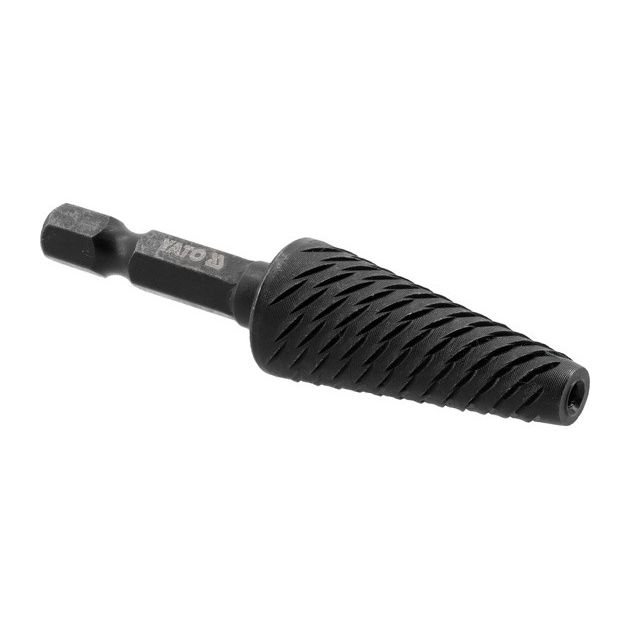 Конусна фреза по металу YATO, Ø= 15 мм, l= 65 мм, з 6-гран. шпинделем 1/4, матеріал - вуглецева сталь, фото , зображення 2 | SNABZHENIE.com.ua