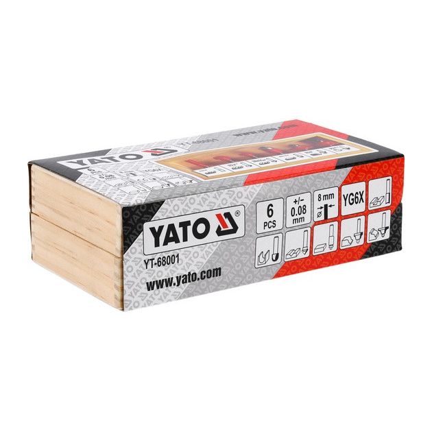 Фрезы по дереву YATO 8 мм, 6 шт, шпиндель [50] YT-68001, фото , изображение 4 | SNABZHENIE.com.ua