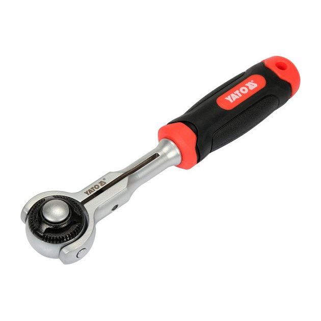 Тріщатка-вороток з обертальною головкою YATO, до квадрату 1/4", l= 145 мм [10/50], фото , зображення 3 | SNABZHENIE.com.ua
