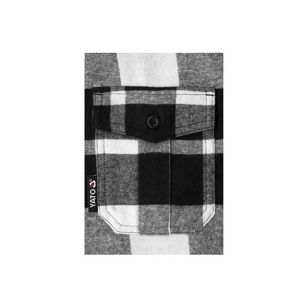 Сорочка фланелева YATO біло-чорна, 2XL, 100% бавовна, фото , изображение 3 | SNABZHENIE.com.ua