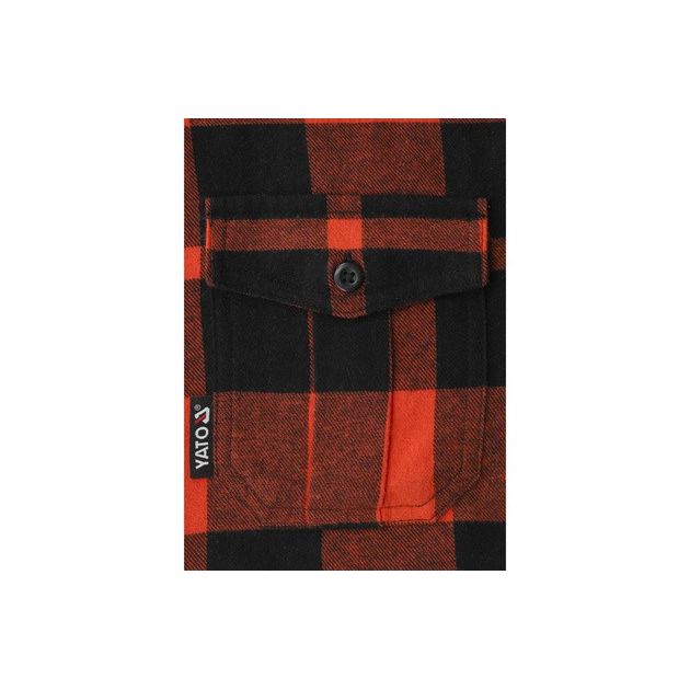 Фланелевая сорочка красно-черная, YATO, р. 3XL/84см х 65см, 100% хлопок, фото , изображение 3 | SNABZHENIE.com.ua