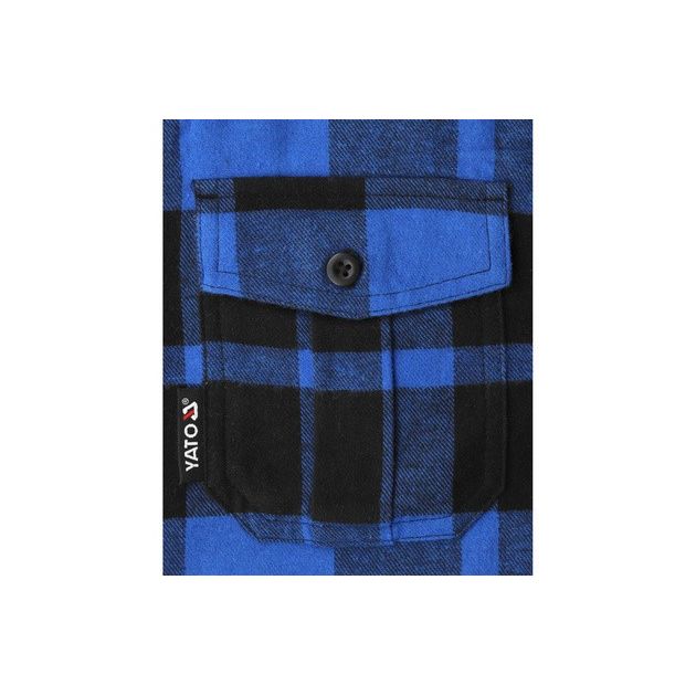 Сорочка фланелева синьо-чорна YATO, XL, 100% бавовна, фото , изображение 3 | SNABZHENIE.com.ua
