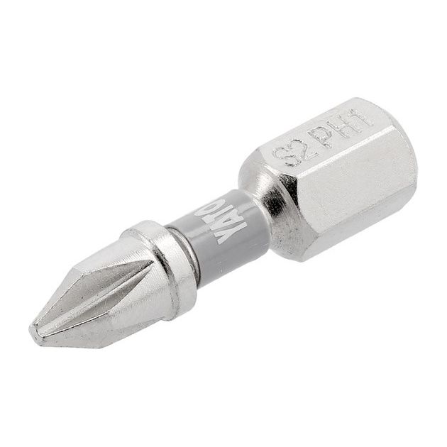 Насадка YATO PH1 25мм, 6-гранн. шпиндель, никелированная, 2шт., фото , изображение 2 | SNABZHENIE.com.ua