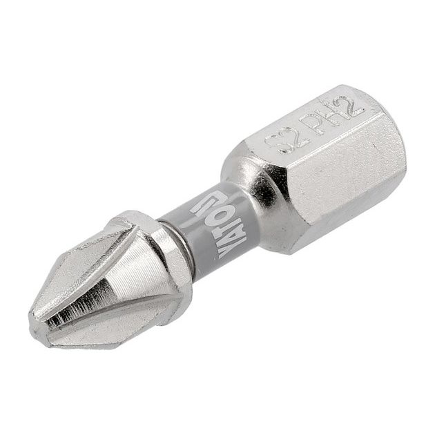 Насадка YATO PH2 25мм, 6-гран 1/4, никель, 2шт. YT-78001, фото , зображення 2 | SNABZHENIE.com.ua