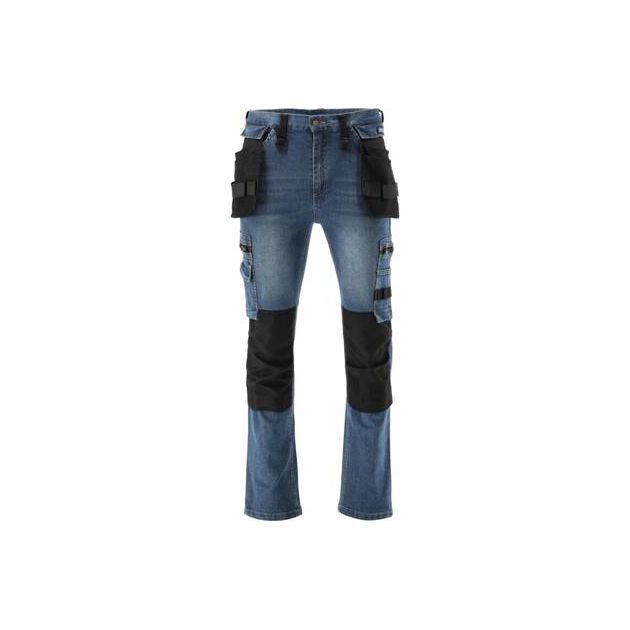 Рабочие джинсы стрейч YATO размер L/XL, 17 карманов, темно-синие, фото , изображение 9 | SNABZHENIE.com.ua