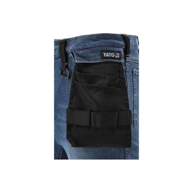 Штани робочі джинсові стрейч YATO, розмір XL, темно-сині, 17 кишень, фото , изображение 12 | SNABZHENIE.com.ua