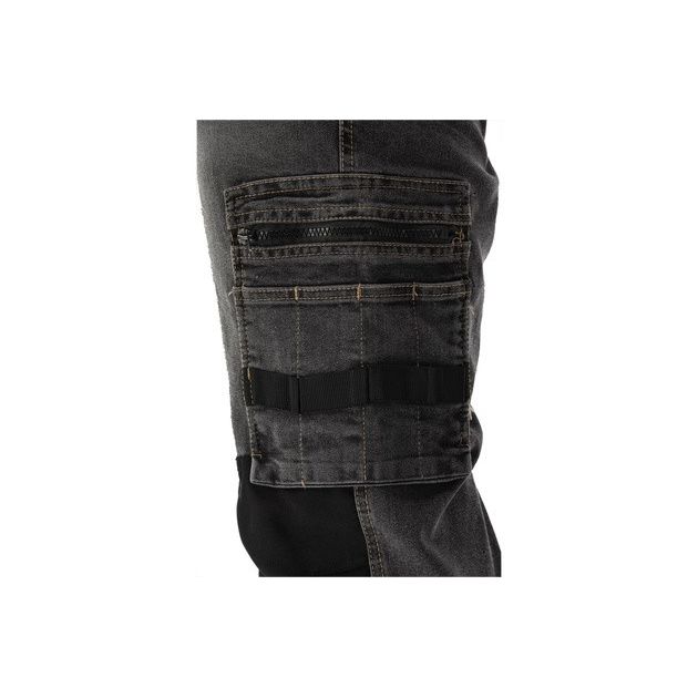 Штаны рабочие джинсовые стрейч YATO L/XL, серые, 17 карманов, 71% хлопок, фото , изображение 15 | SNABZHENIE.com.ua