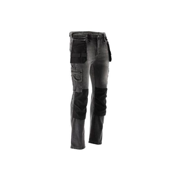 Штаны рабочие джинсовые стрейч YATO L/XL, серые, 17 карманов, 71% хлопок, фото , изображение 5 | SNABZHENIE.com.ua
