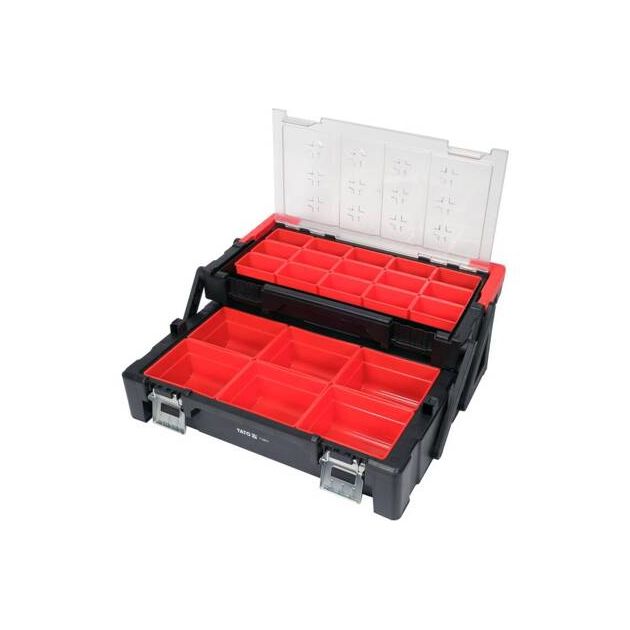 Ящик пластиковый складной YATO с 21 ячейкой, 560x305x165 мм, фото , изображение 11 | SNABZHENIE.com.ua