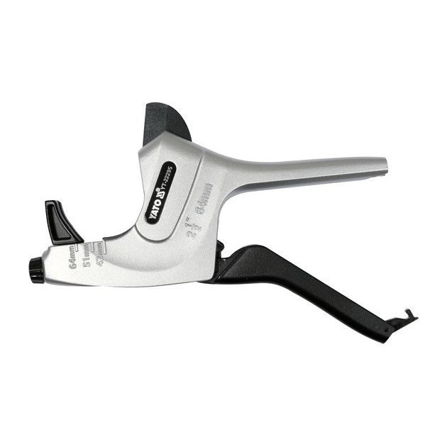 Труборіз YATO для ПВХ, ПУ, ПЕ, ПП труб Ø 42, 51, 64 мм, алюмінієвий корпус, фото , зображення 3 | SNABZHENIE.com.ua