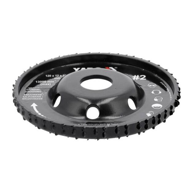 Диск-фреза випуклий до КШМ YATO по дереву, шпаклівці, гіпсу; Ø=120/22.2 мм, t= 16/12 мм шорстк №2, фото , зображення 5 | SNABZHENIE.com.ua