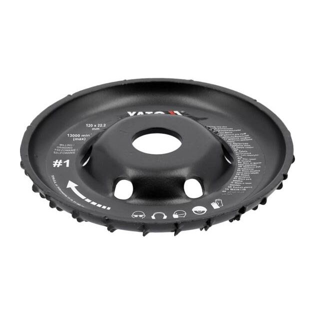 Диск-фреза YATO радіальний по дереву, шпаклівці, гіпсу Ø120/22.2 мм, фото , изображение 5 | SNABZHENIE.com.ua