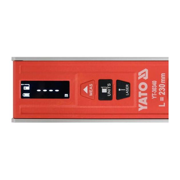 Рівень TORPEDO YATO з лазерним дальноміром, 230мм, 2 капсули, фото , изображение 7 | SNABZHENIE.com.ua