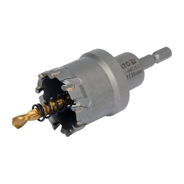 Сверло коронка по металлу TCT YATO 35x103 мм, с направляющим, 1/4", фото , изображение 2 | SNABZHENIE.com.ua Сверло коронка по металлу TCT YATO 35x103 мм, с направляющим, 1/4", фото , изображение 2 | SNABZHENIE.com.ua