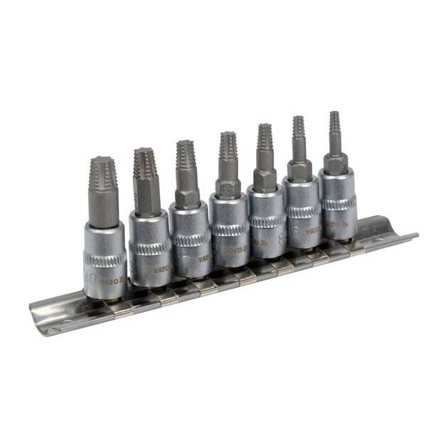 Головки торцеві з насадками TORX для видалення зірваних гвинтів YATO: до квадр. 1/4 , 7 шт, фото , зображення 2 | SNABZHENIE.com.ua