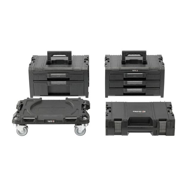 Ящики для інструментів на платформі з колесами S12 YATO 4 шт. модулів P05T2T341G2, 507x326x745 мм, фото , зображення 4 | SNABZHENIE.com.ua