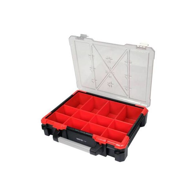 Органайзер пластиковый YATO на 12 ячеек, 490x420x115 мм, фото , изображение 3 | SNABZHENIE.com.ua