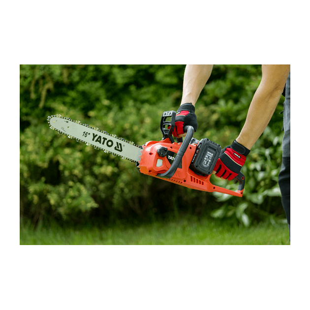 Акумуляторна ланцюгова пила YATO: 36 В (2 x Li-Ion 18 В 4 АГод), шина - 16/40 см, 56 ланок [2], фото , зображення 8 | SNABZHENIE.com.ua