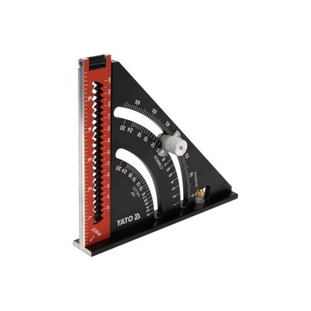 Кутник алюмінієвий зі стопкою 140 мм, 90°-45°-45° YATO l= 210/290 мм з транспортиром, фото , зображення 5 | SNABZHENIE.com.ua