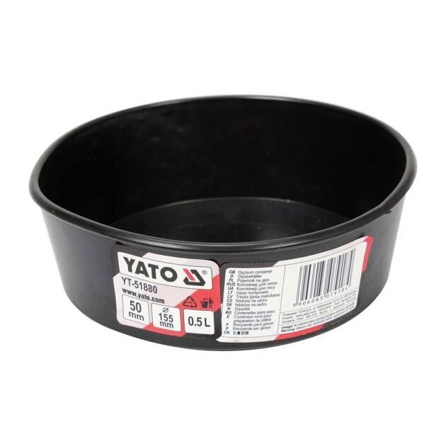 Миска гумова плоска для гіпсу і будівельних розчинів YATO, об'єм 0,5 л, Ø 155 мм, H 50 мм, фото , зображення 3 | SNABZHENIE.com.ua