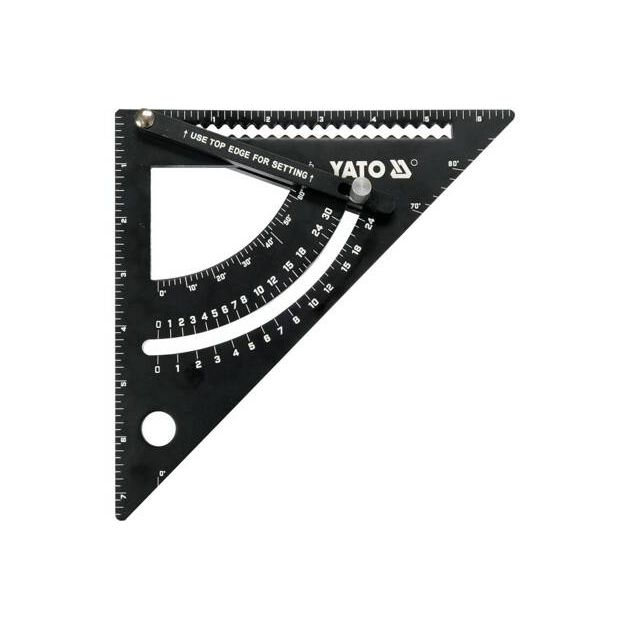 Кутник алюмінієвий 90°-45°-45° YATO l= 170 мм з транспортиром і стрілкою, фото , зображення 5 | SNABZHENIE.com.ua