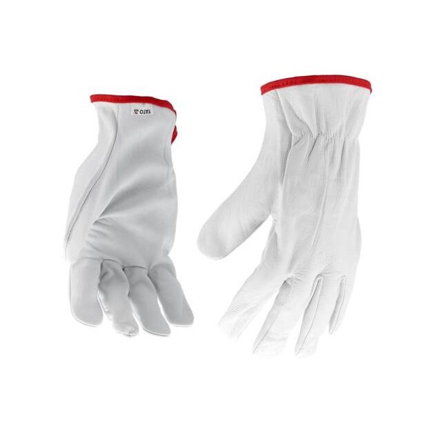 Рабочие перчатки белые с красной кромкой YATO, хлопок + кожа, р. 10, фото , изображение 3 | SNABZHENIE.com.ua