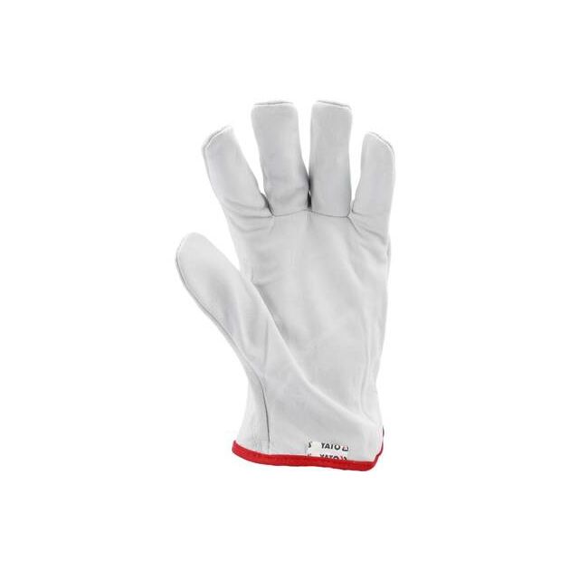 Рабочие перчатки белые с красной кромкой YATO, хлопок + кожа, р. 10, фото , изображение 7 | SNABZHENIE.com.ua