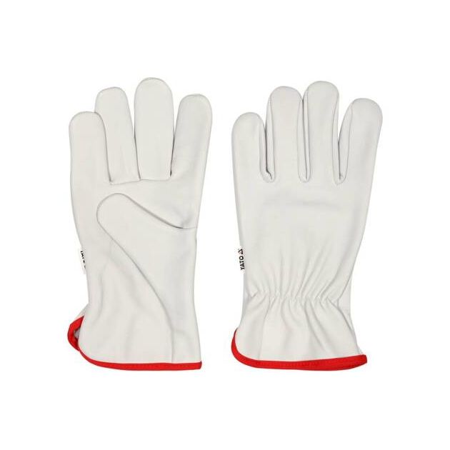 Рабочие перчатки белые с красной кромкой YATO, хлопок + кожа, р. 10, фото , изображение 12 | SNABZHENIE.com.ua