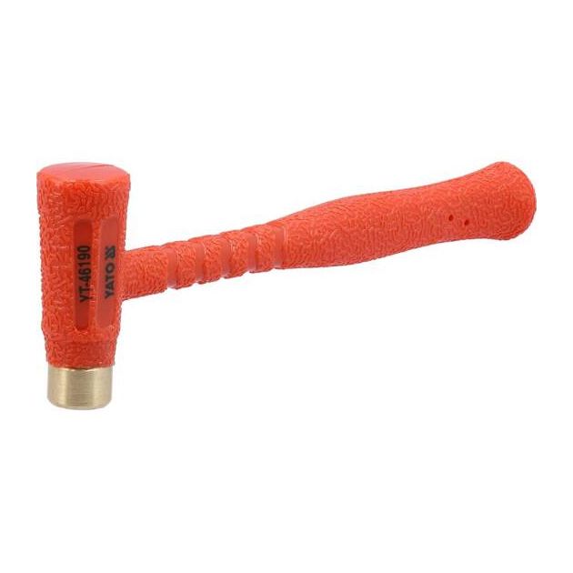 Молоток безінерційний YATO з латунним бойком 20 мм, 300 г, 220 мм (YT-46190), фото , зображення 3 | SNABZHENIE.com.ua