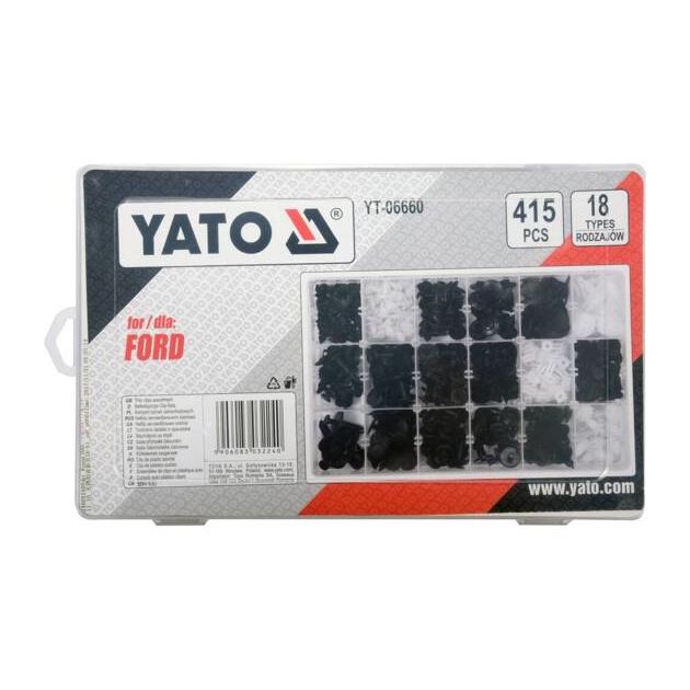 Набор креплений обшивки FORD YATO, 415 шт, 18 типов (YT-06660), фото , изображение 3 | SNABZHENIE.com.ua Набор креплений обшивки FORD YATO, 415 шт, 18 типов (YT-06660), фото , изображение 3 | SNABZHENIE.com.ua