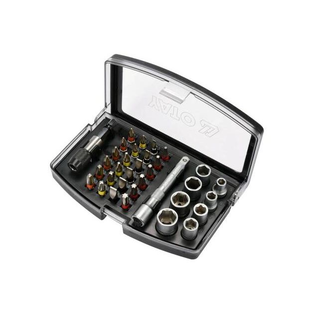 Набір насадок отверточних 1/4 та торцевих головок з квадратом - 1/4 з тримачем і подовжувачем, 34 шт. YATO (YT-04623), фото , зображення 3 | SNABZHENIE.com.ua Набір насадок отверточних 1/4 та торцевих головок з квадратом - 1/4 з тримачем і подовжувачем, 34 шт. YATO (YT-04623), фото , зображення 3 | SNABZHENIE.com.ua