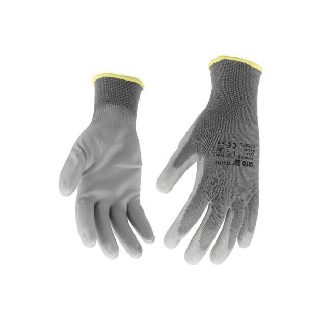 Перчатки рабочие серые YATO, нейлон, размер 9 (YT-74719), фото , изображение 3 | SNABZHENIE.com.ua