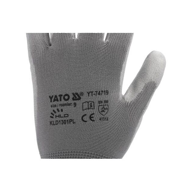 Перчатки рабочие серые YATO, нейлон, размер 9 (YT-74719), фото , изображение 9 | SNABZHENIE.com.ua