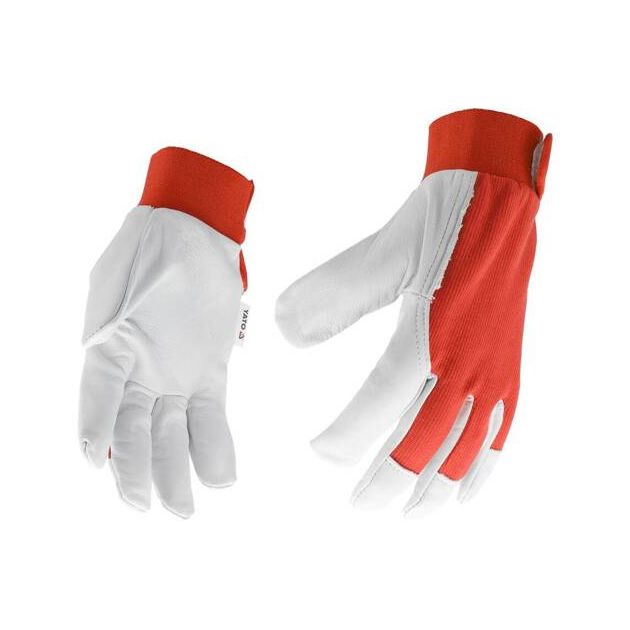 Рабочие перчатки YATO бело-красные, хлопок+кожа, размер 8, фото , изображение 3 | SNABZHENIE.com.ua