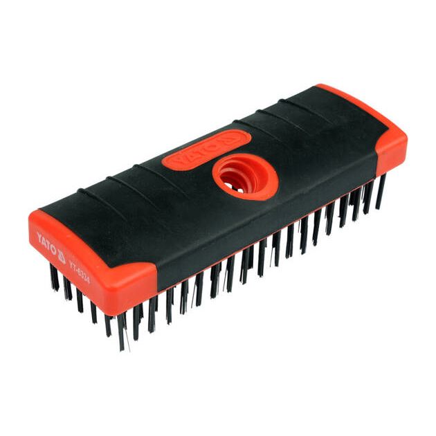 Щітка дротяна сталева YATO: 6-рядна, L=180 x 65 мм, пластикова, фото , зображення 2 | SNABZHENIE.com.ua