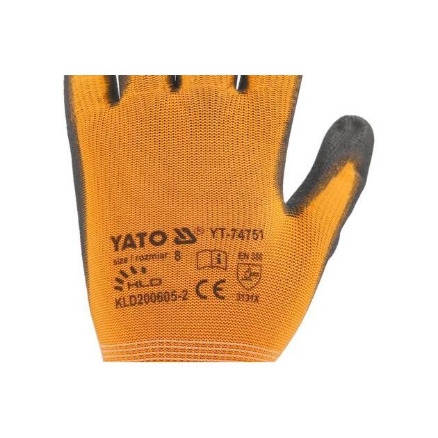 Рабочие рукавицы YATO размер 10 с полиуретановой оболочкой, для смартфона, фото , изображение 9 | SNABZHENIE.com.ua