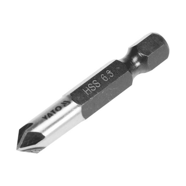 Зенкер коничний по металу YATO HSS, 6.3 мм, l = 40 мм, 5 кромок, HEX 1/4 (YT-44721), фото , зображення 3 | SNABZHENIE.com.ua
