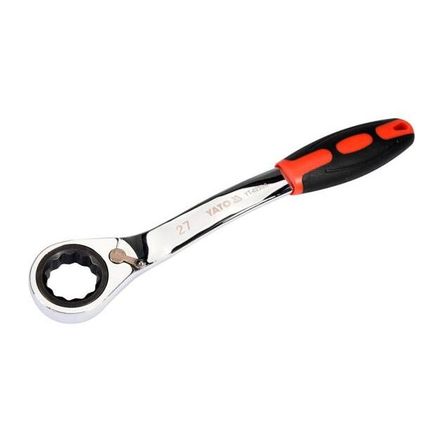 Ключ накидний вигнутий YATO з тріщаткою М27, HRC 42-48, Cr-V, фото , изображение 2 | SNABZHENIE.com.ua