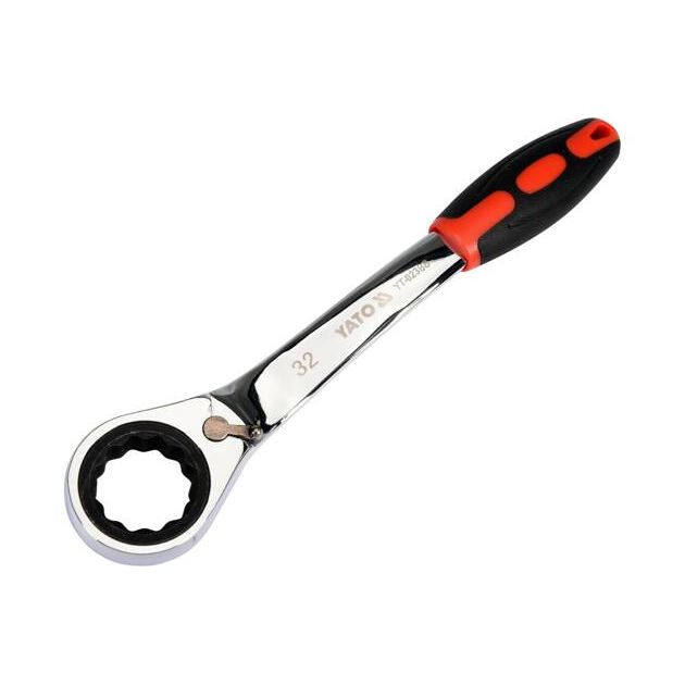 Ключ накидний вигнутий з тріщаткою YATO M32, HRC 42-48, Cr-V, фото , изображение 2 | SNABZHENIE.com.ua