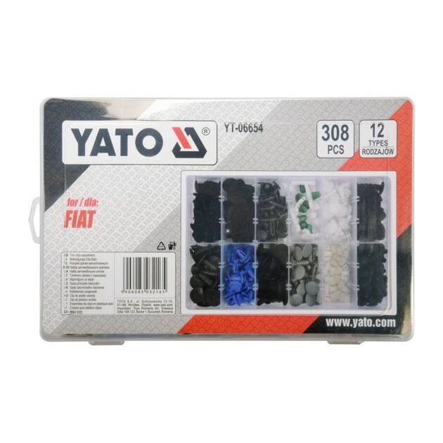 Крепления обшивки FIAT YATO, 12 типов, 308 шт (YT-06654), фото , изображение 3 | SNABZHENIE.com.ua Крепления обшивки FIAT YATO, 12 типов, 308 шт (YT-06654), фото , изображение 3 | SNABZHENIE.com.ua