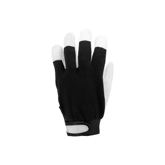 Перчатки рабочие YATO, бело-черные, хлопок + кожа, размер 8, фото , изображение 3 | SNABZHENIE.com.ua