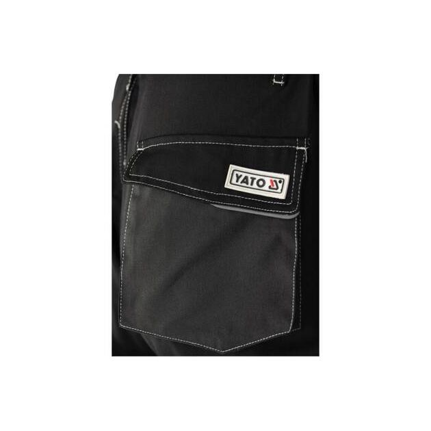 Рабочие брюки черные YATO 3XL, 9 карманов, 64% полиэстер, 34% хлопок, фото , изображение 11 | SNABZHENIE.com.ua