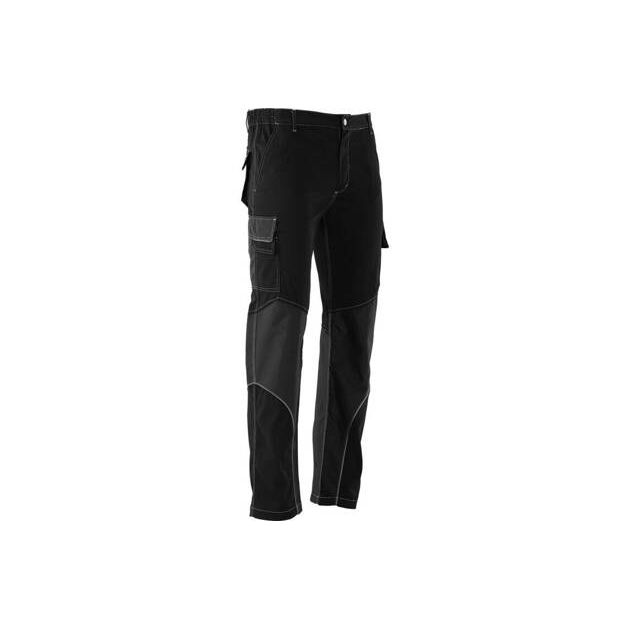 Рабочие брюки черные YATO, 3XL, 9 карманов, 64% полиэстер, 34% хлопок, фото , изображение 2 | SNABZHENIE.com.ua