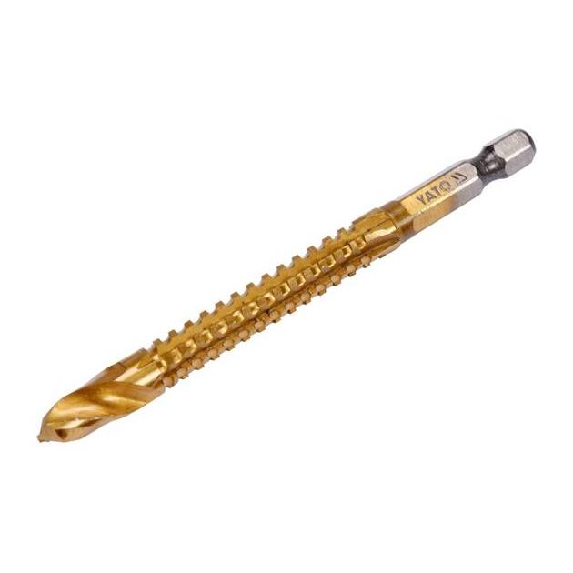 Сверло фрезеровальне по металу YATO HSS-TIN 8 мм, l = 99 мм, HEX - 1/4 (YT-44826), фото , зображення 3 | SNABZHENIE.com.ua