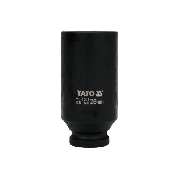 Головка торцева ударна 6-гранна, глибока, квадрат 1/2, 28 мм, довжина 78 мм YATO (YT-1048), фото , зображення 3 | SNABZHENIE.com.ua