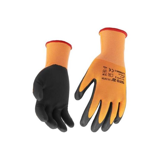 Рабочие нейлоновые рукавицы с нитрилом YATO, размер 9, для смартфона, фото , изображение 3 | SNABZHENIE.com.ua