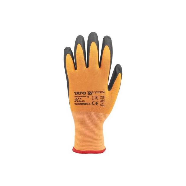 Рабочие нейлоновые рукавицы с нитрилом YATO, размер 9, для смартфона, фото , изображение 5 | SNABZHENIE.com.ua