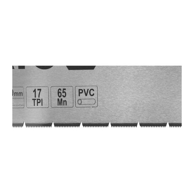 Ножівка по ПВХ матеріалу та пластику універсальна, довжина 440 мм, полотно довжиною 350 мм, 17 зубів/дюйм YATO (YT-31303), фото , зображення 2 | SNABZHENIE.com.ua