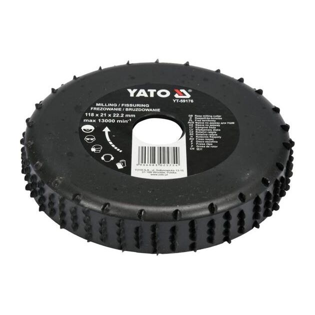 Шлифовальная фреза YATO 118x21x22.2 мм для дерева и ПВХ, фото , изображение 3 | SNABZHENIE.com.ua